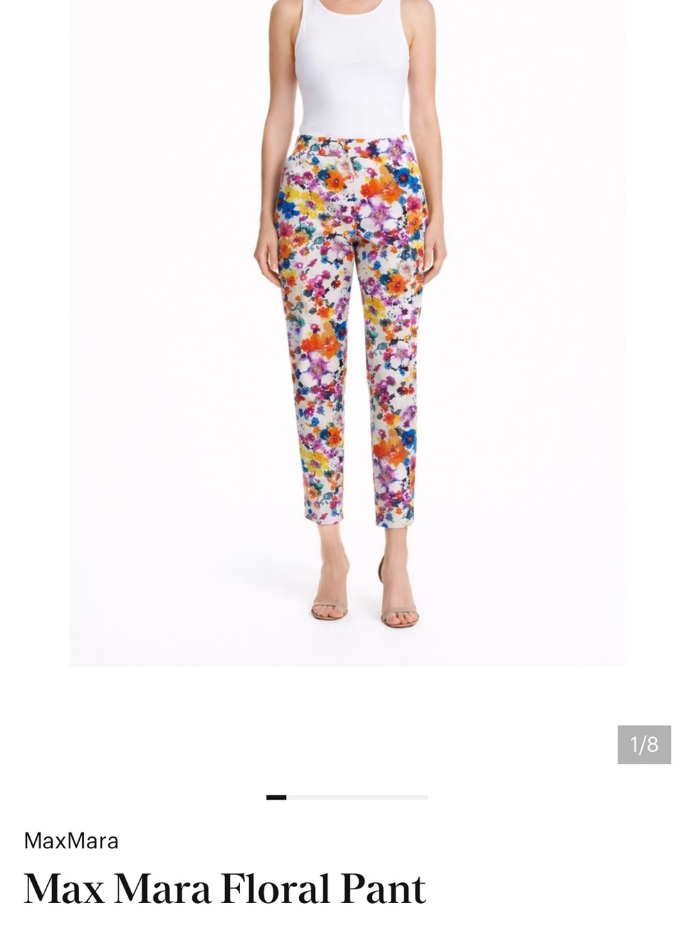 MaxMara White Floral Cropped Pants with Multicolor Print